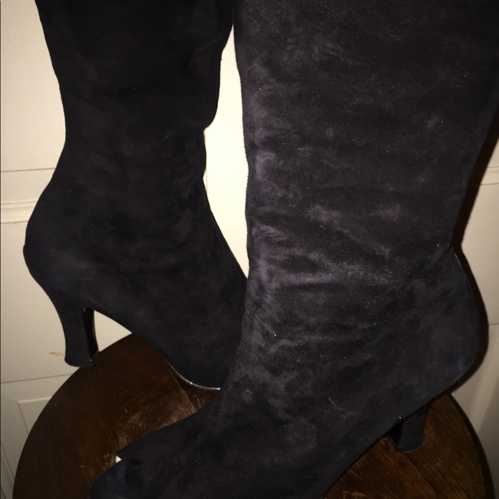 Isaac mizrahi black suede thigh high boots